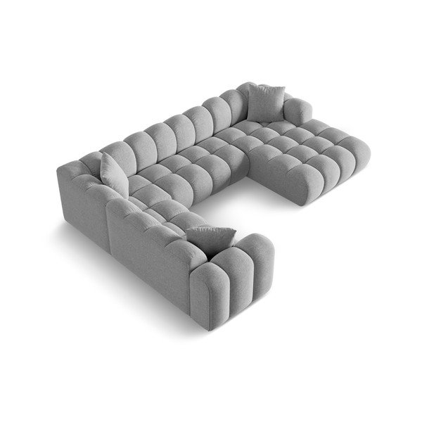 Világosszürke zsenília sarokkanapé (bal oldali-U alakú) Treno – Cosmopolitan Design-image-2