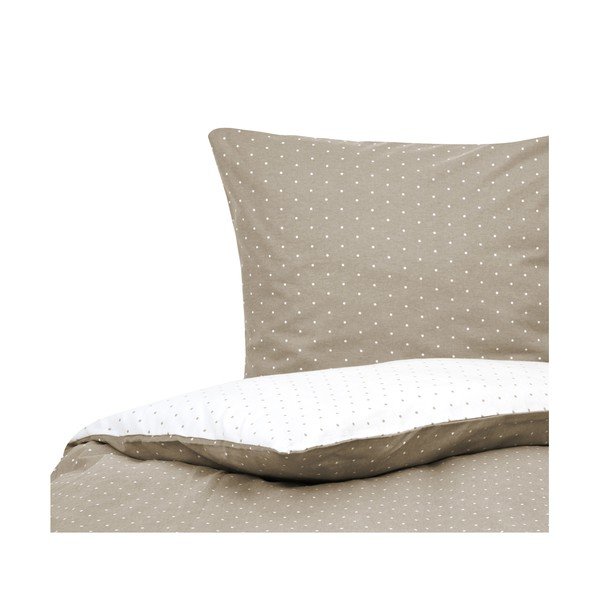 Betty fehér és barna flanel egyszemélyes ágyneműhuzat, 155 x 220 cm - Fovere-image-4