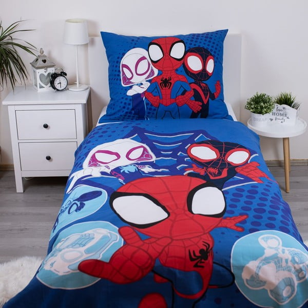 Kék egyszemélyes pamut gyerek ágyneműhuzat 140x200 cm Spidey – Jerry Fabrics-image-1