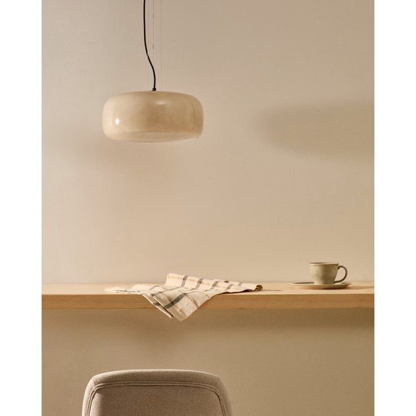 Szürkésbézs LED függőlámpa üveg búrával ø 38 cm Reig – Kave Home-image-3