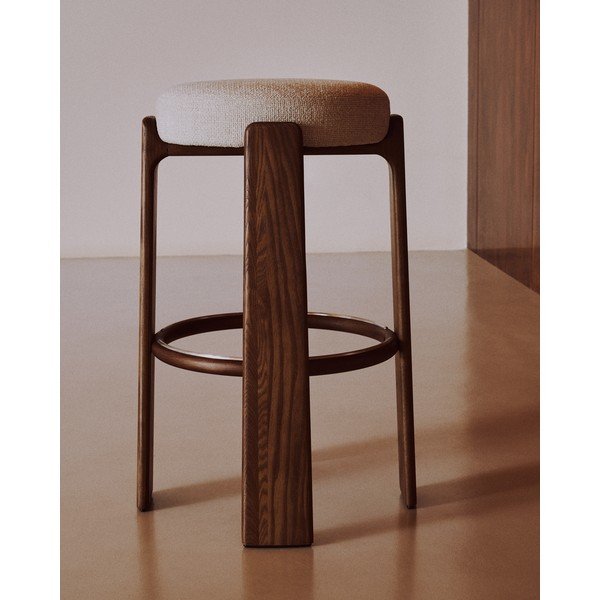 Bézs-sötét natúr színű kőrisfa bárszék (ülésmagasság 75 cm) Granite – Kave Home-image-1