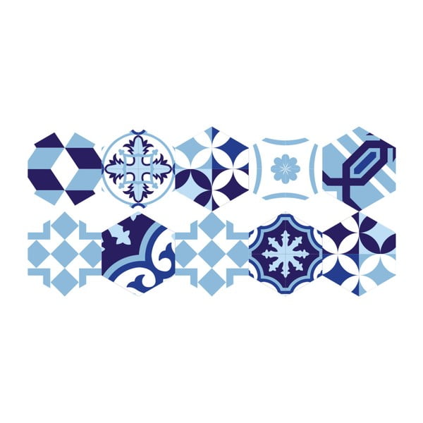 Floor Stickers Hexagons Emiliana Azul 10 db-os padlómatrica szett, 40 x 90 cm - Ambiance