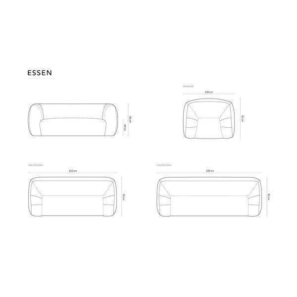 Világos rózsaszín buklé kanapé 230 cm Essen – Cosmopolitan Design-image-4