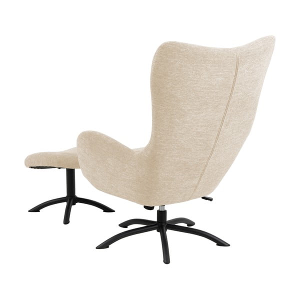 Talgarth krémfehér füles fotel lábtartóval - Actona-image-3