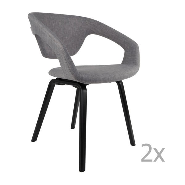 Flexback szürke szék fekete lábakkal, 2 db - Zuiver