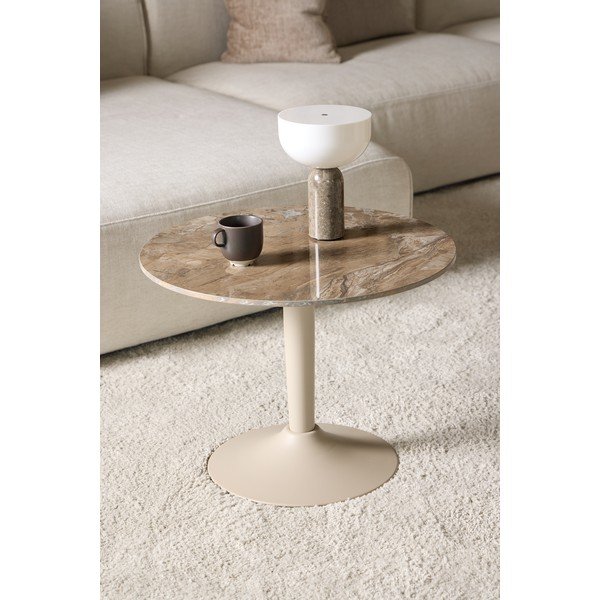 Barna kerek dohányzóasztal kerámia asztallappal ø 60 cm Malta – Actona-image-1