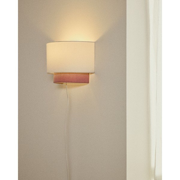 Fehér-világos rózsaszín gyerek lámpa textil búrával Bianella – Kave Home-image-1