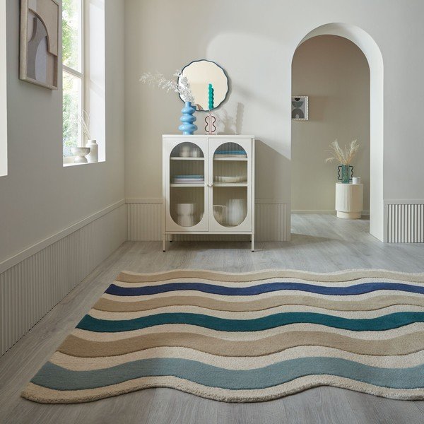Kék kézi szövésű gyapjú szőnyeg 140x200 cm Cascade Wool – Flair Rugs-image-2