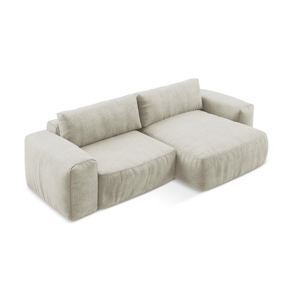 Bézs zsenília kinyitható sarokkanapé (jobb oldali-heverő résszel) Kuki – Makamii-image-3