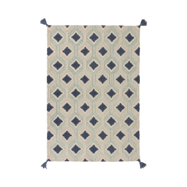 Marco bézs-kék gyapjú szőnyeg, 200 x 290 cm - Flair Rugs