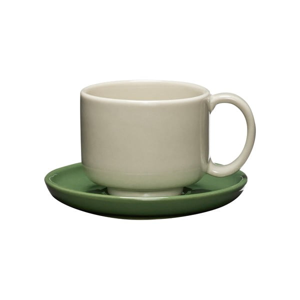 Zöld-krémszínű agyagkerámia csésze Amare – Hübsch
