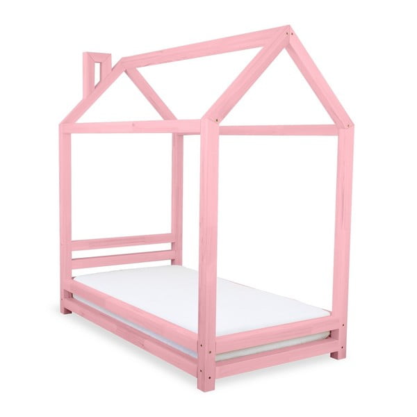 Happy rózsaszín fenyő gyerekágy, 80 x 160 cm - Benlemi