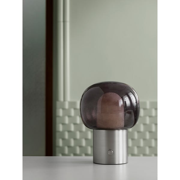 Ezüstszínű alumínium LED asztali lámpa üveg búrával (magasság 32 cm) Iris – Blomus-image-3