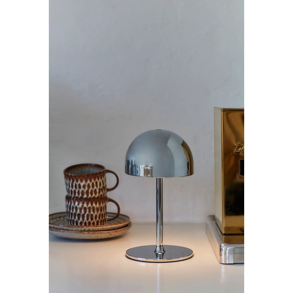 Ezüstszínű LED asztali lámpa távirányítóval, fém búrával (magasság 22 cm) Tim – Sirius-image-4