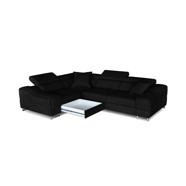 Kappa fekete kinyitható sarokkanapé, bal oldali kivitel - Windsor & Co. Sofas-image-4
