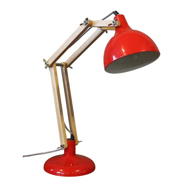 Dexter piros fenyőfa és fém asztali lámpa - Red Cartel
