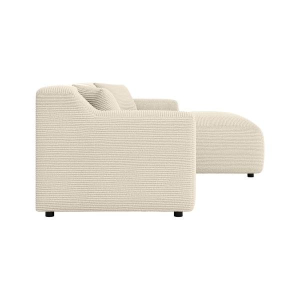 Bézs-krémszínű kordbársony sarokkanapé (jobb oldali-heverő résszel) Martin – Ropez-image-3