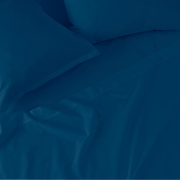 Basic sötétkék elasztikus lepedő 100% pamutból, 90 x 200 cm - Baleno-image-2