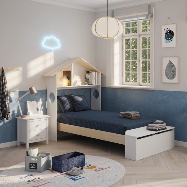 Fehér borovi fenyő gyerek éjjeliszekrény Max – Marckeric-image-1