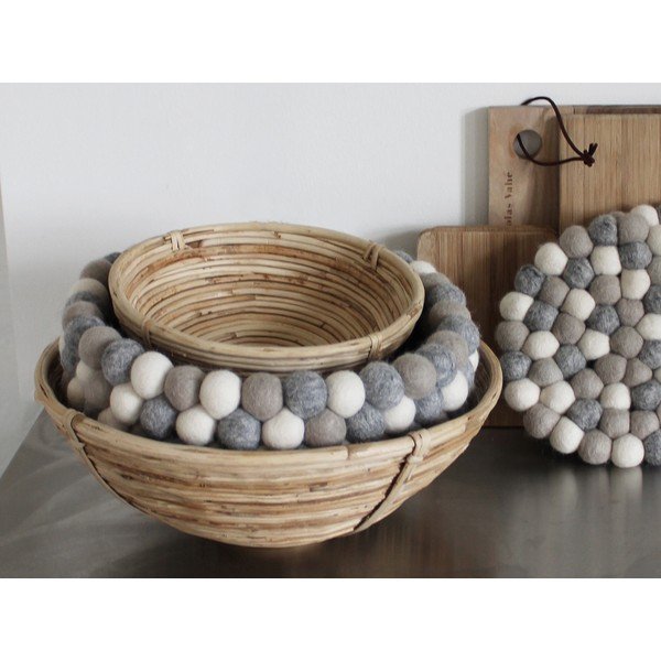 Ball Basket világosszürke-fehér golyós, gyapjú tárolókosár, ⌀ 28 cm - Wooldot-image-2