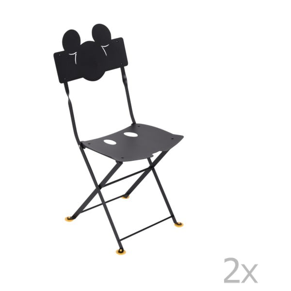 Bistro Mickey Junior fekete fém kerti szék gyerekeknek, 2 db - Fermob