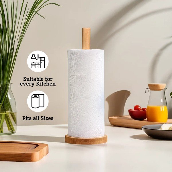 Natúr színű fa papírtörlő tartó ø 12 cm Soka – Premier Housewares-image-1