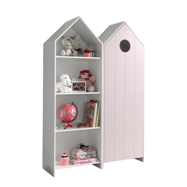 Fehér-világos rózsaszín nyitott gyerek ruhásszekrény 115x171,5 cm CASAMI – Vipack