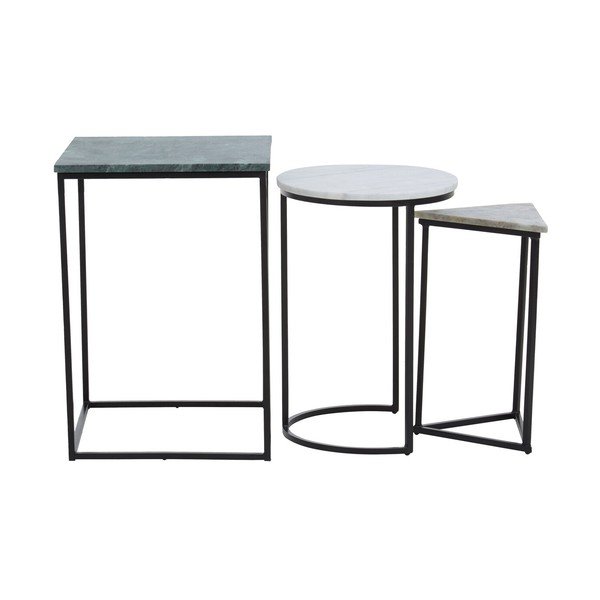 Tárolóasztal szett 3 db-os márvány asztallappal 40x40 cm Mandoli – Premier Housewares