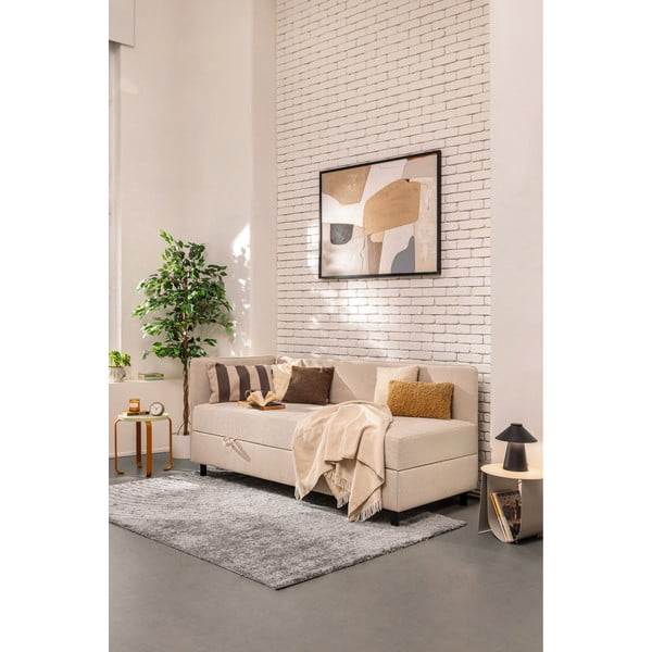 Bézs kárpitozott ágyneműtartós egyszemélyes ágy matraccal 120x200 cm Avela – Bonami Selection-image-1