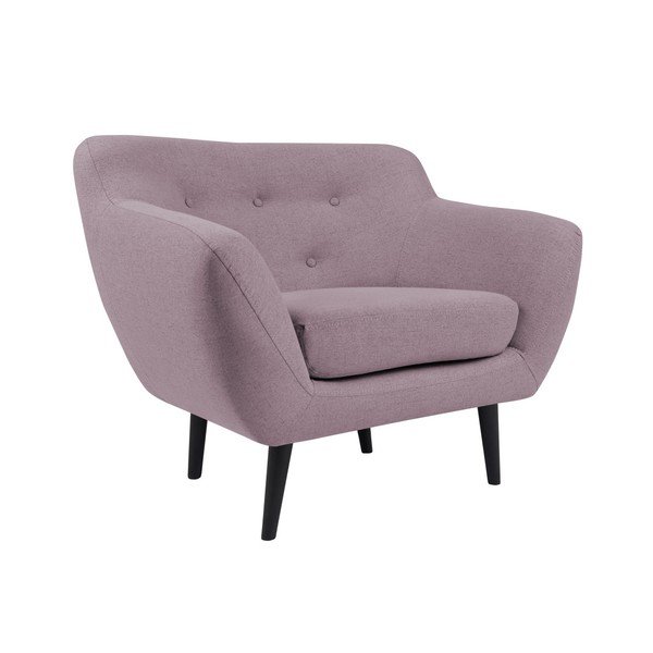 Piemont rózsaszín fotel barna lábakkal - Mazzini Sofas-image-3