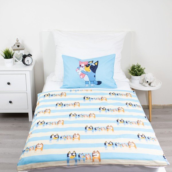 Kék pamut gyerek ágyneműhuzat babaágyhoz 100x135 cm Bluey – Jerry Fabrics-image-2