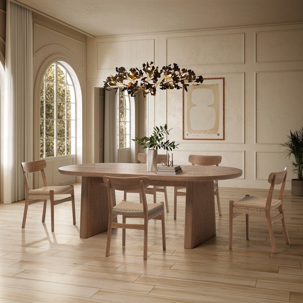 Natúr színű kaucsukfa étkezőszék szett 2 db-os Biel – MOME-image-1