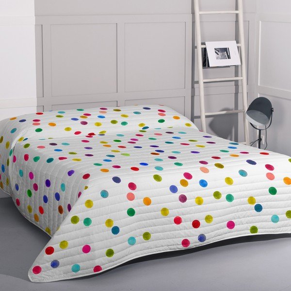 Fehér pamut steppelt ágytakaró 240x260 cm Confetti – Happy Friday-image-1