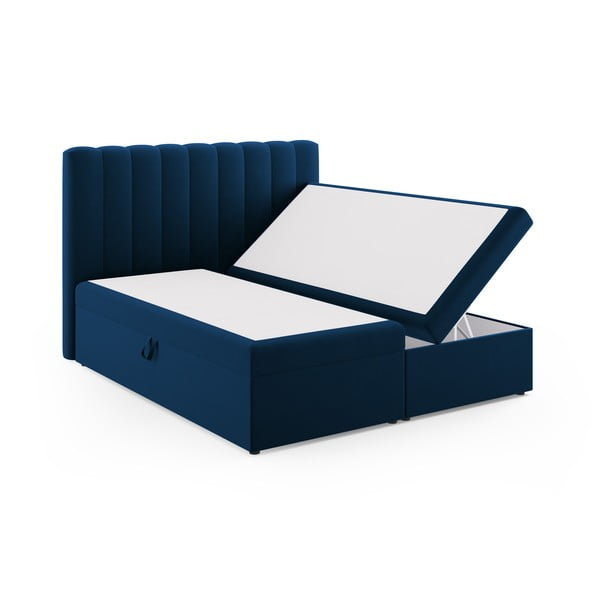 Sötétkék boxspring ágy tárolóhellyel 180x200 cm Gina – Milo Casa-image-2