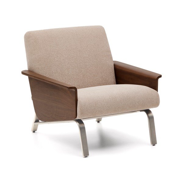 Világosbarna zsenília fotel Amsen – Kave Home