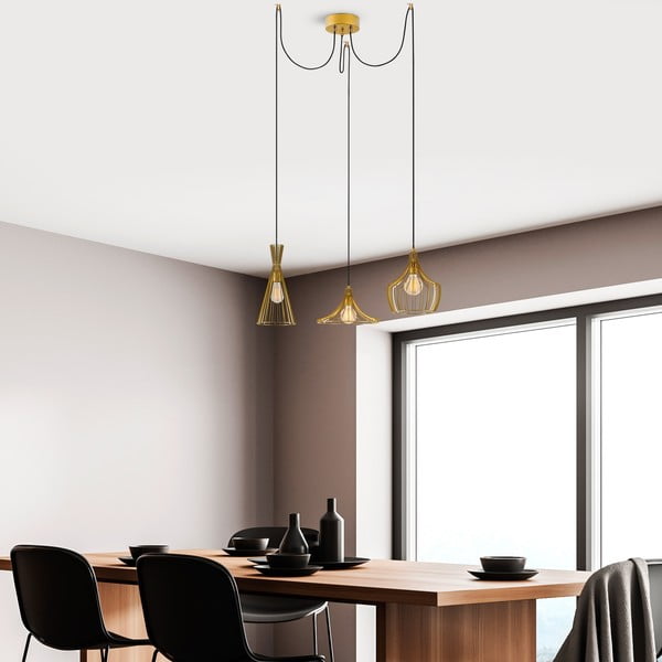 Aranyszínű függőlámpa fém búrával Mezopotamya – Opviq lights-image-3