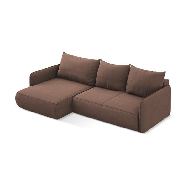 Rózsaszín kinyitható-tárolóhelyes sarokkanapé (bal oldali) Nanea – Makamii-image-4