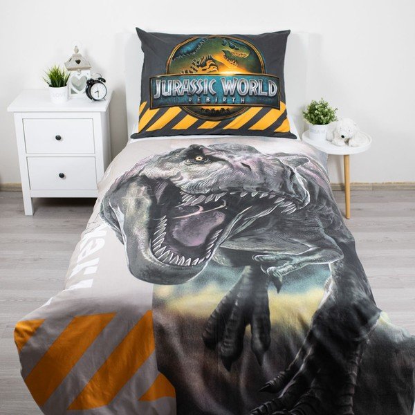 Egyszemélyes pamut gyerek ágyneműhuzat 140x200 cm Jurassic World "T-Rex" – Jerry Fabrics-image-1