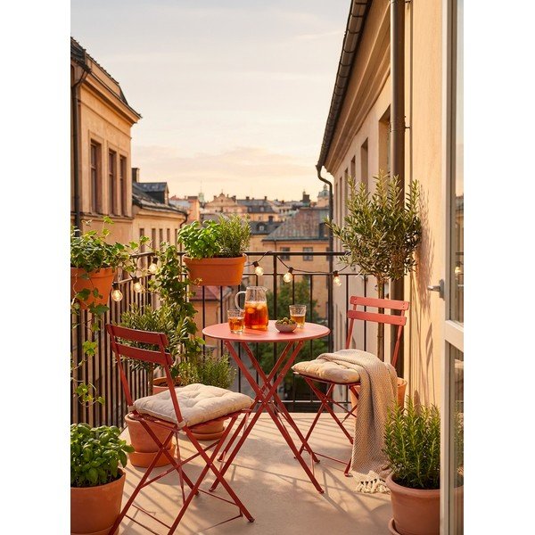 Terrakotta színű acél kétszemélyes kerti étkezőgarnitúra Austin – Bizzotto-image-1