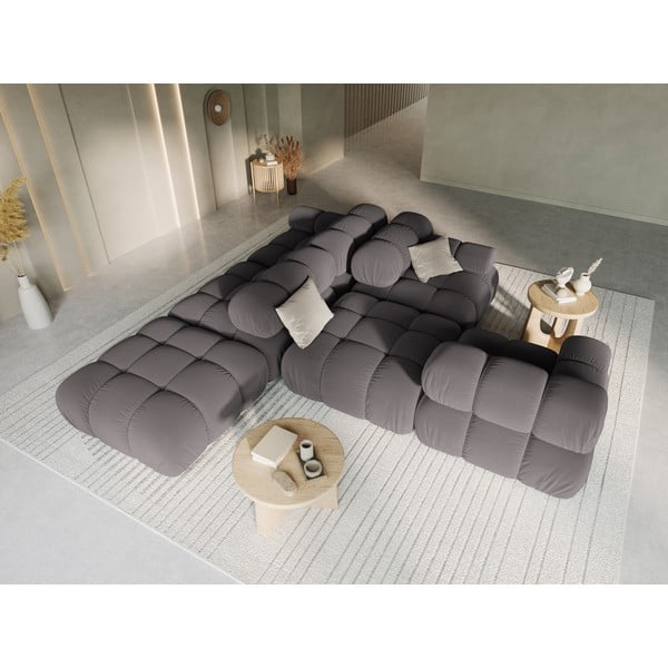 Sötétszürke bársony kanapé 282 cm Bellis – Micadoni Home-image-1