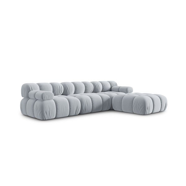 Világoskék bársony sarokkanapé (jobb oldali) Bellis – Micadoni Home-image-3