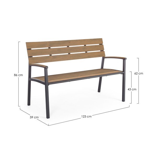 Natúr színű fém kerti pad Isak – Bizzotto-image-3