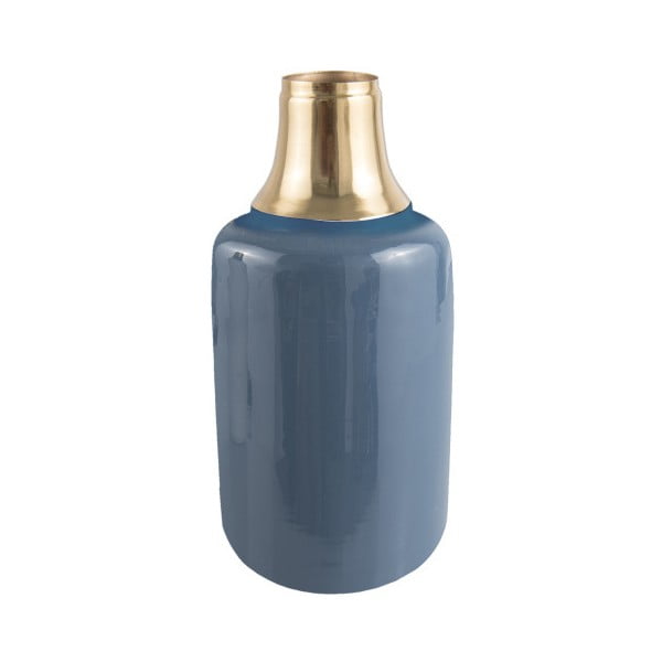 Shine kék váza aranyszínű részletekkel, magasság 33 cm - PT LIVING