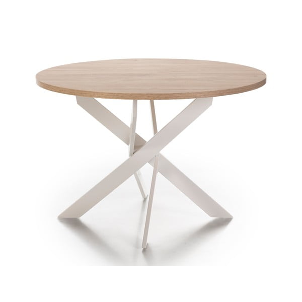 Kerek étkezőasztal tölgyfa dekoros asztallappal ø 120 cm Ther – Marckeric-image-2