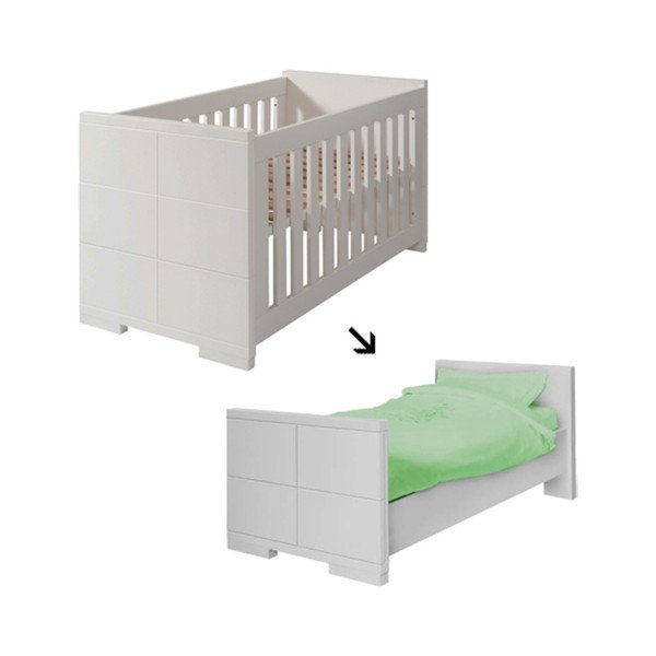 Blanca fehér rácsos ágy, egyszemélyes ággyá alakítható, 140 x 70 cm - Núvol-image-1