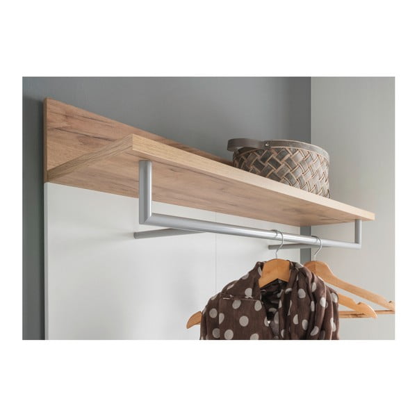 Fehér-natúr színű fogas panel tölgyfa dekorral Topix – Germania-image-3