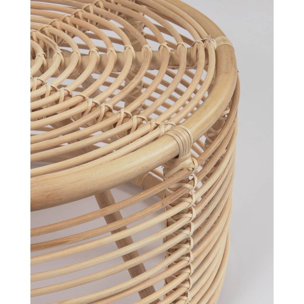 Natúr színű rattan kerek dohányzóasztal ø 66 cm Kohana – Kave Home-image-3