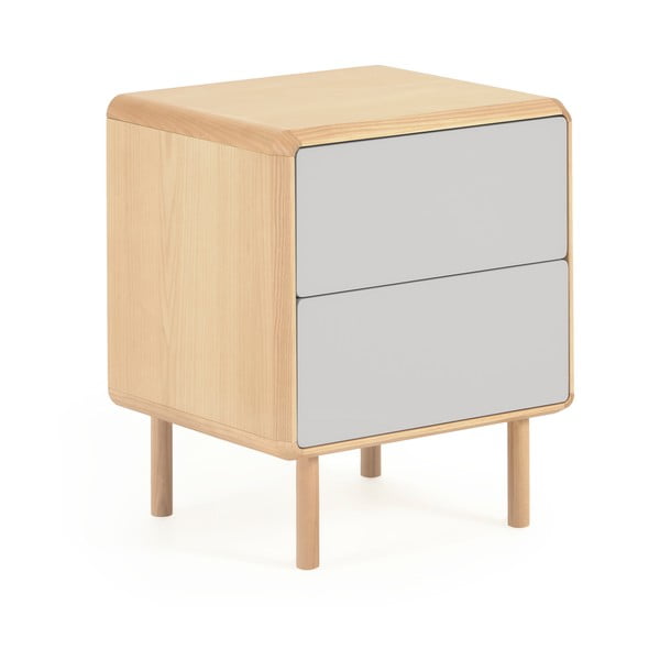 Szürke-natúr színű éjjeliszekrény Anielle – Kave Home