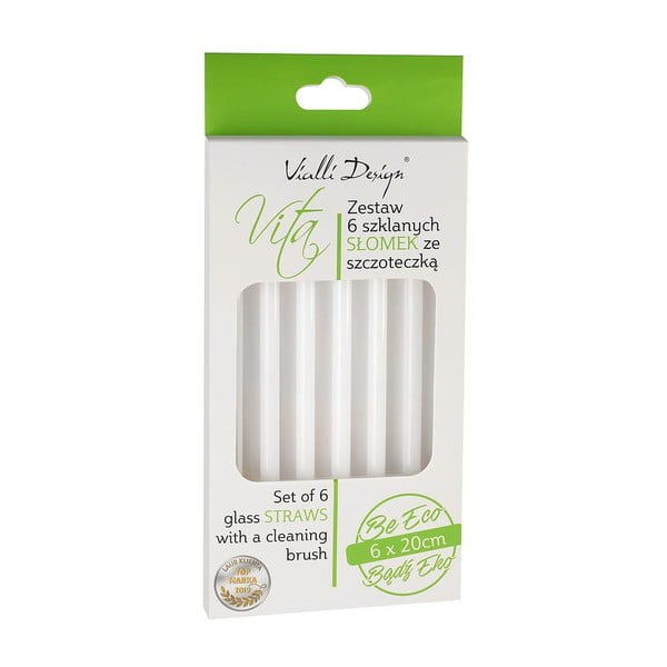 6 db-os fehér üveg szívószál készlet, hosszúság 20 cm - Vialli Design-image-2