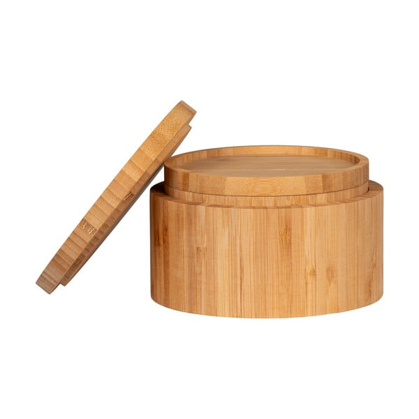 Natúr színű fedeles-dekoratív bambusz tárolódoboz szett 2 db-os ø 15x8 cm Chefalu – House Nordic-image-1
